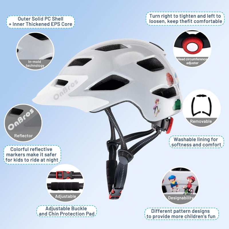 OnBros Kids Bike Helmet - Bike Helmets for 5-14 Boys or Girls with Visor, Children Bicycle Helmet for Skateboard Mountain Scooter Road Cycling, Lightweight and Adjustable 50-57CM - Image 4